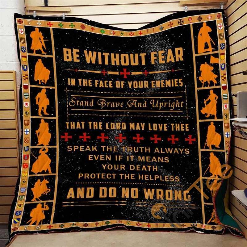 Knight Templar Be Without Fear Quilt Blanket Bedding Set