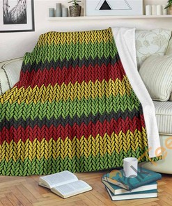Knitted Style Reggae Pattern Sherpa Fleece Blanket Gifts for Family, for Couple