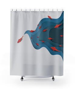 Koi Goldfish Feng Shui Pond Shower Curtain for Bathroom Decor