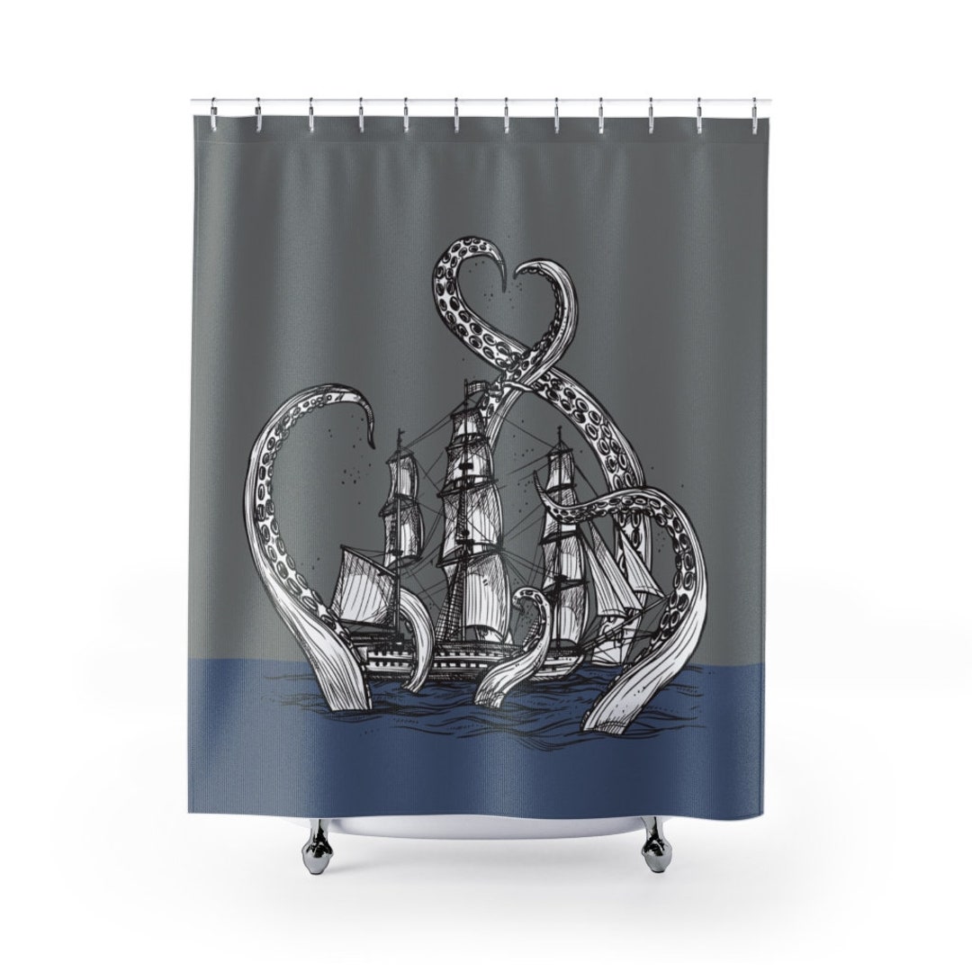 Kraken Octopus Tentacles Pirate Ship Boat Shower Curtain