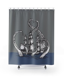 Kraken Octopus Tentacles Pirate Ship Boat Shower Curtain