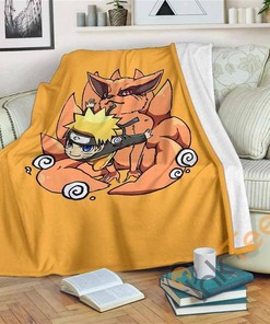 Kurama Naruto Sherpa Fleece Blanket Gifts for Family, for Couple