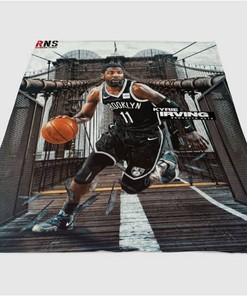 Kyrie Irving Brooklyn Backgrounds Sherpa Fleece Blanket Gifts for Family, for Couple