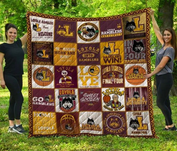 L Ramblers Win Ncaa Loyola Chicago Ramblers Collection Combined Quilt Blanket Bedding Set