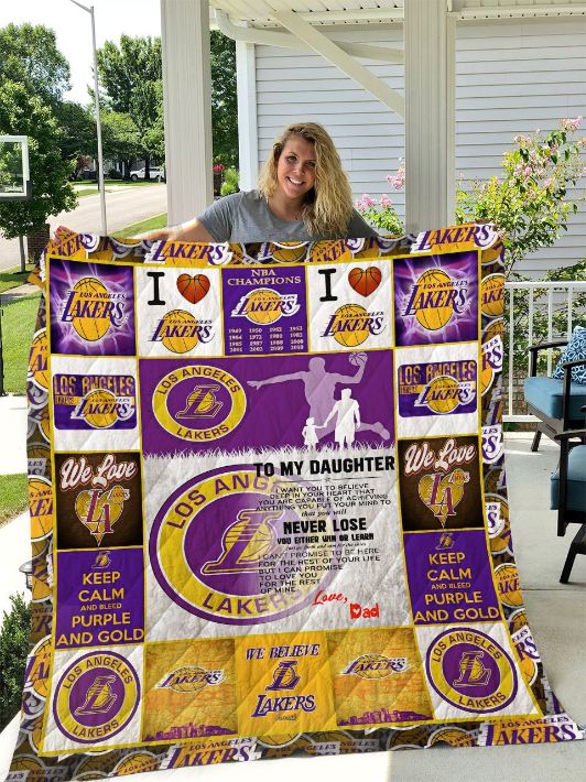 LA Los Angeles Lakers To My Daughter Love Dad Quilt Blanket Bedding Set