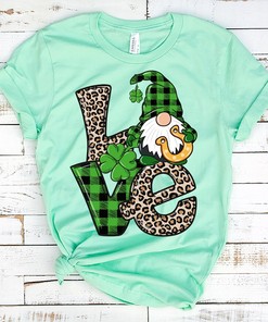 LOVE Patrick Day Gnomes Shirt, St. Patricks Day Shirt, Shamrock Lucky Lips, Four Leaf Clover, Shamrock Shirts, Patrick's Day, Irish Shirt