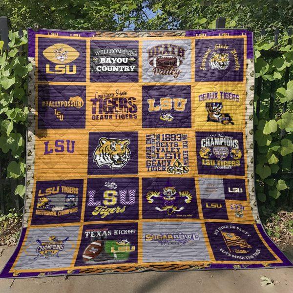 LSU Geaux Tigers Quilt Blanket Bedding Set for Home Décor