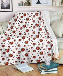 Ladybird Sherpa Fleece Blanket Gifts for Family, for Couple