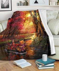 Lake Trip Winnie The Pooh Sherpa Fleece Blanket Gifts for Family, for Couple
