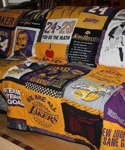 Lakers Basketball Quotes Quilt Blanket Bedding Set