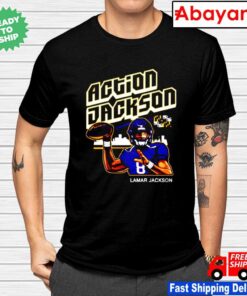 Lamar Jacksons Action Jackson Baltimore Ravens T-Shirt