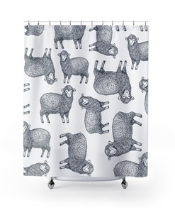 Lamb Shower Curtain, Sheep Shower Curtain, Farm Animals Curtain, Barn Curtain, Modern Design Curtain, Animal Lover Curtain, Bathroom Decor