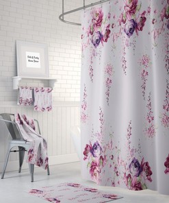 Lavender Floral Shower Curtain Bath Mat and Towels Available