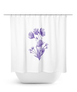 Lavender Flowers Shower Curtain, Farmhouse Bathroom Decor, Flower Bath Curtain, Purple Bathroom, Minimalist Bathroom