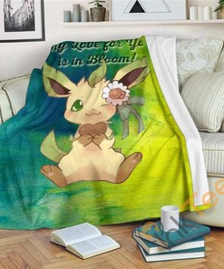 Leafeon Bloom Love Quote Sherpa Fleece Blanket Gifts for Family, for Couple