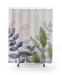 Leaves Shower Curtain, Botanical Bathroom Decor, Floral Decor, Farmhouse Home Decor