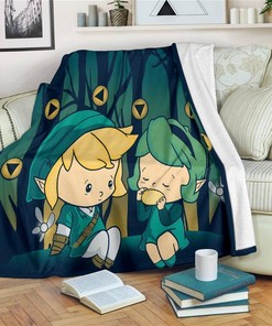 Legend Of Zelda Chibi Style Sherpa Fleece Blanket Gifts for Family, for Couple