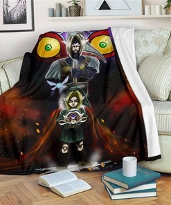 Legend Of Zelda Majoras Mask Graphic Sherpa Fleece Blanket Gifts for Family, for Couple