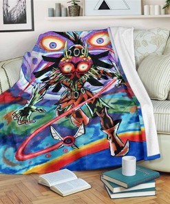Legend Of Zelda Skull Kid Majoras Mask Sherpa Fleece Blanket Gifts for Family, for Couple