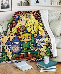 Legend Of Zelda Stain Glasses Style Sherpa Fleece Blanket Gifts for Family, for Couple