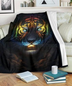 Legendary Face Tiger Tiger Lover Sherpa Fleece Blanket Gifts for Family, for Couple