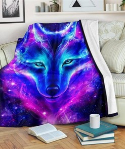 Legendary Face Wolf Wolf Lover Sherpa Fleece Blanket Gifts for Family, for Couple