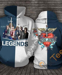 Legends Bon Jovi Band Signatures Hoodie 3d