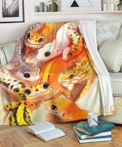 Leopard Gecko Art Sherpa Fleece Blanket Gifts for Family, for Couple