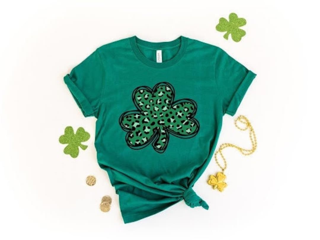 Leopard Print Shamrock Shirt, St. Patricks Day Shirt, Shamrock Lucky Lips, Four Leaf Clover, Shamrock, Irish Shirt
