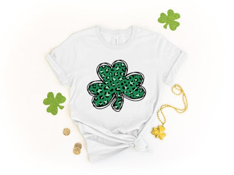 Leopard Print Shamrock Shirt, St. Patricks Day Shirt, Shamrock Lucky Lips, Four Leaf Clover, Shamrock, Irish Shirt - Image 3
