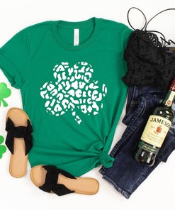 Leopard Shamrock Shirt, St Patricks Day Shirt, Irish Gifts, Clover Shirt, Shamrock Shirt, Leopard Shamrock, Irish Day Shirt