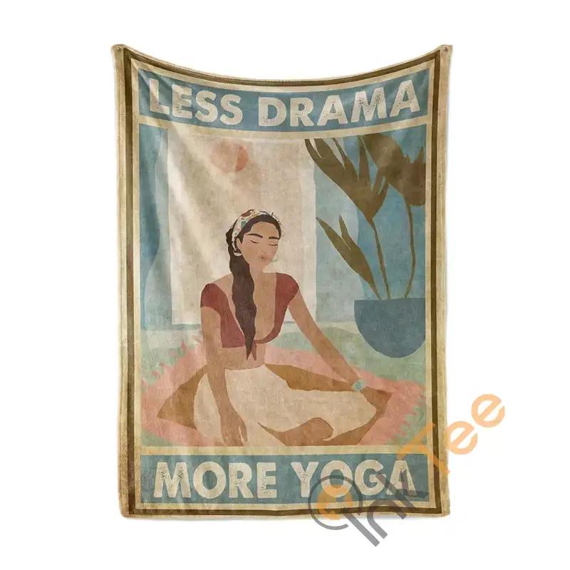 Less Drama More Yoga Sherpa Fleece Blanket Gifts for Family, for Couple