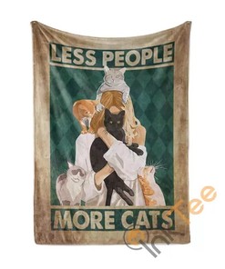 Less People More Cats Sherpa Fleece Blanket Gifts for Family, for Couple