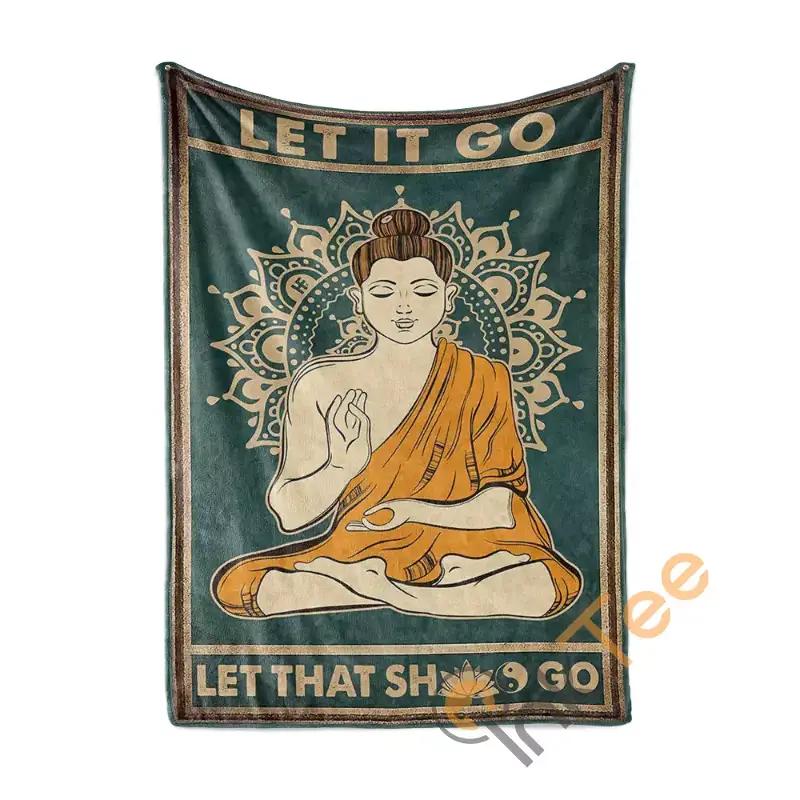 Let It Go Yoga Sherpa Fleece Blanket Gifts for Family, for Couple