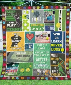 Let The Racket Do The Talking Sports Quilt Blanket Bedding Set with 2 Pillowcases