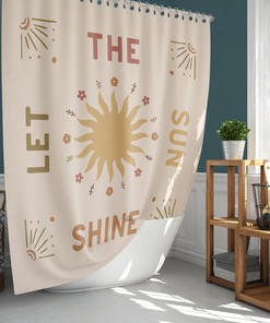 Let The Sun Shine Shower Curtain, Morning Sunrise Sunshine Quote, Bath Set Decor, House Warming Gift
