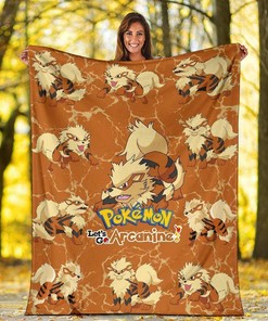 Let's Go Arcanine Pokemon Sherpa Fleece Blanket Gifts for Family, for Couple