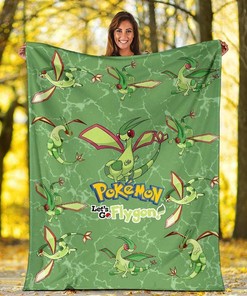 Let's Go Flygon Pokemon Funny Sherpa Fleece Blanket Gifts for Family, for Couple