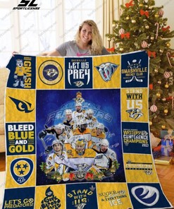 Let's Go Gnashville Predators Christmas Quilt Blanket Bedding Set