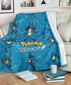 Let's Go Lucario Pokemon Fleece Blanket Gift For Fan, Quilt Blanket Bedding Set Gift84
