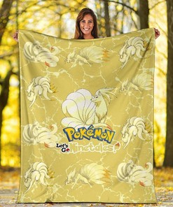 Let's Go Ninetales Pokemon Funny Sherpa Fleece Blanket Gifts for Family, for Couple