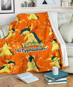 Let's Go Typhlosion Pokemon Fleece Blanket Gift For Fan, Quilt Blanket Bedding Set Gift