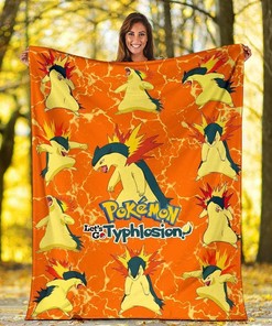 Let's Go Typhlosion Pokemon Funny Sherpa Fleece Blanket Gifts for Family, for Couple