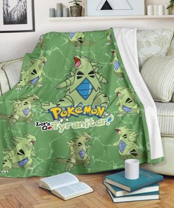 Let's Go Tyranitar Pokemon Fleece Blanket Gift For Fan, Quilt Blanket Bedding Set Gift