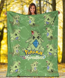 Let's Go Tyranitar Pokemon Funny Sherpa Fleece Blanket Gifts for Family, for Couple