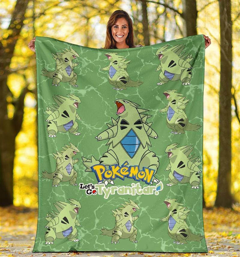 Let's Go Tyranitar Pokemon Funny Sherpa Fleece Blanket Gifts for Family, for Couple