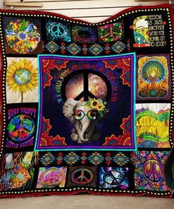 Let's Have Adventure Elephant Hippie Quilt Blanket Bedding Set