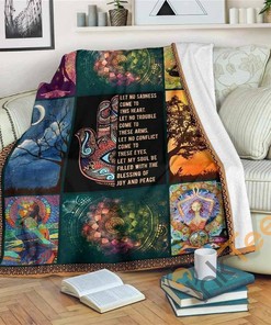 Let's No Sadness Com To This Heart Yoga For Yoga Lover Sherpa Fleece Blanket Gifts for Family, for Couple