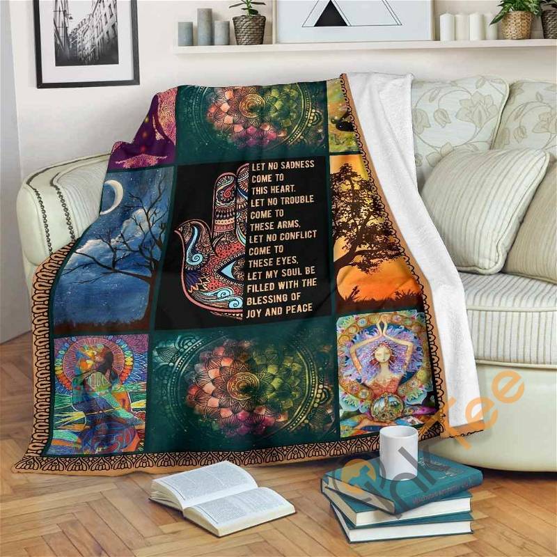 Let's No Sadness Com To This Heart Yoga For Yoga Lover Sherpa Fleece Blanket Gifts for Family, for Couple