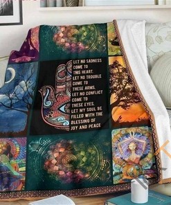 Let's No Sadness Com To This Heart Yoga Sherpa Fleece Blanket Gifts for Family, for Couple